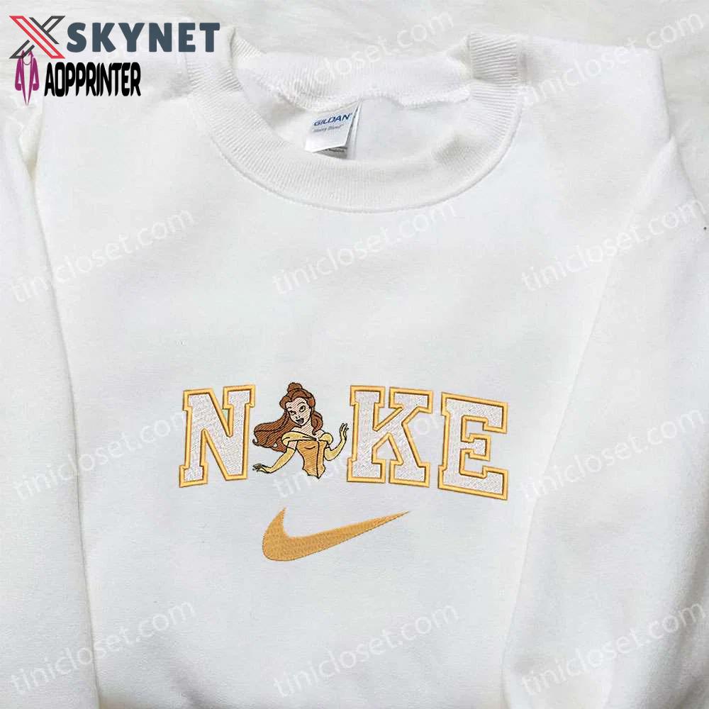 Belle x nike embroidered shirt & disney princess hoodie: perfect girls gift! Embroidered Shirt
