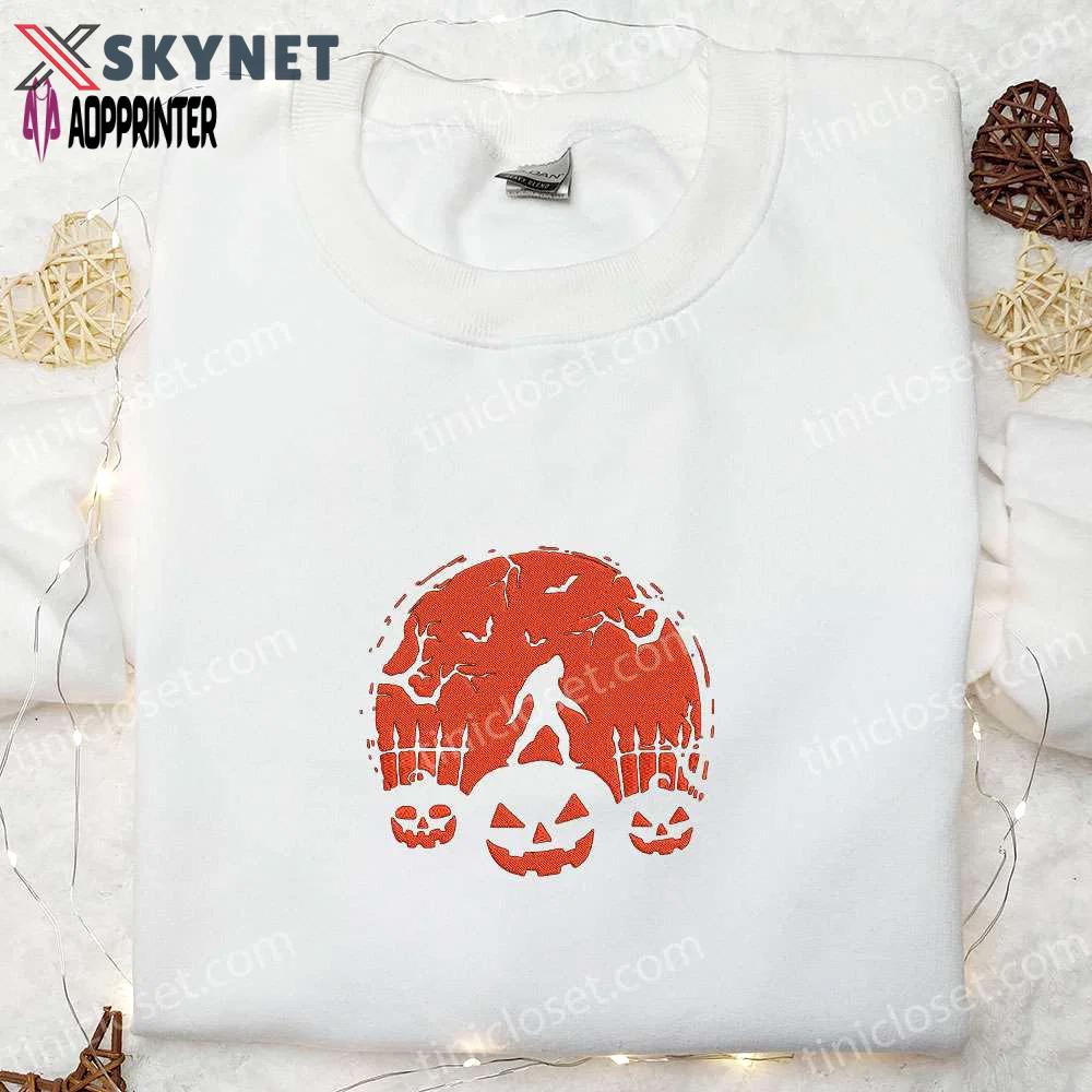 Bigfoot halloween embroidered shirt: best family gifts Embroidered Shirt