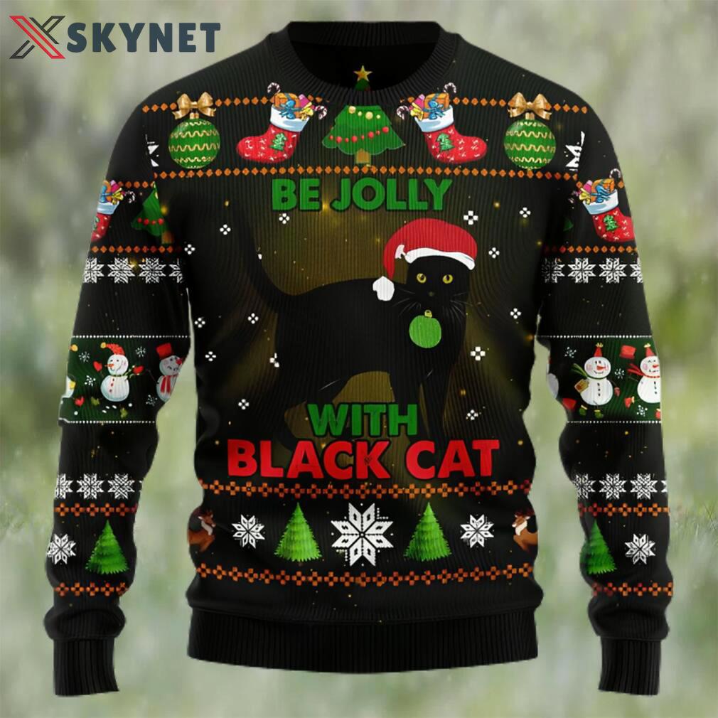 Black cat be jolly ugly christmas sweater Christmas Ugly Sweater