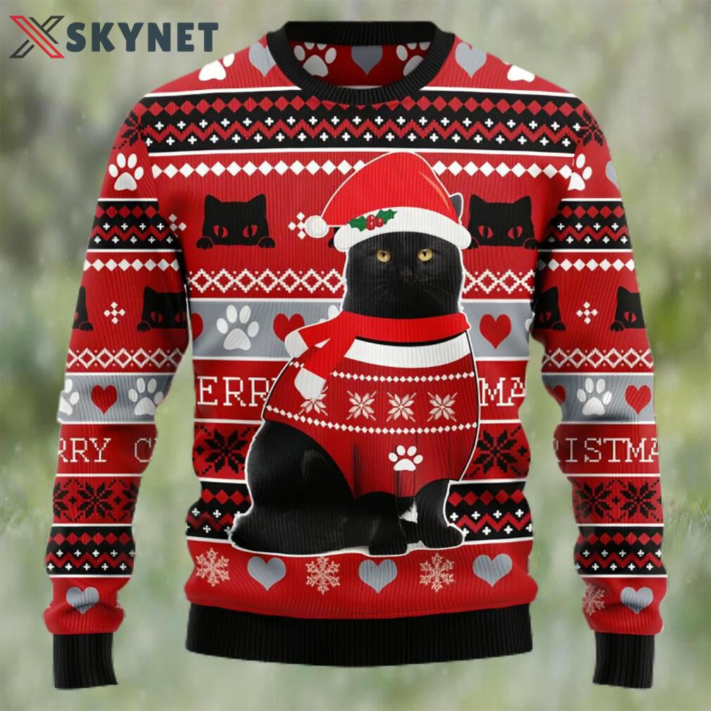 Black cat christmas pattern ugly christmas sweater Christmas Ugly Sweater