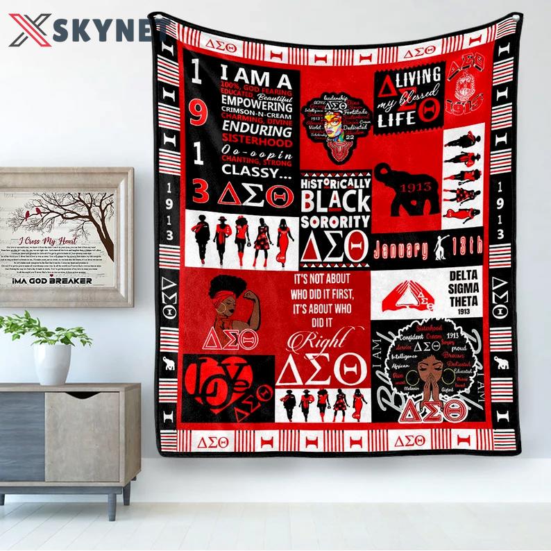 Black woman delta sigma theta gs-cl-ld3112 sherpa fleece blanket Quilt Blanket