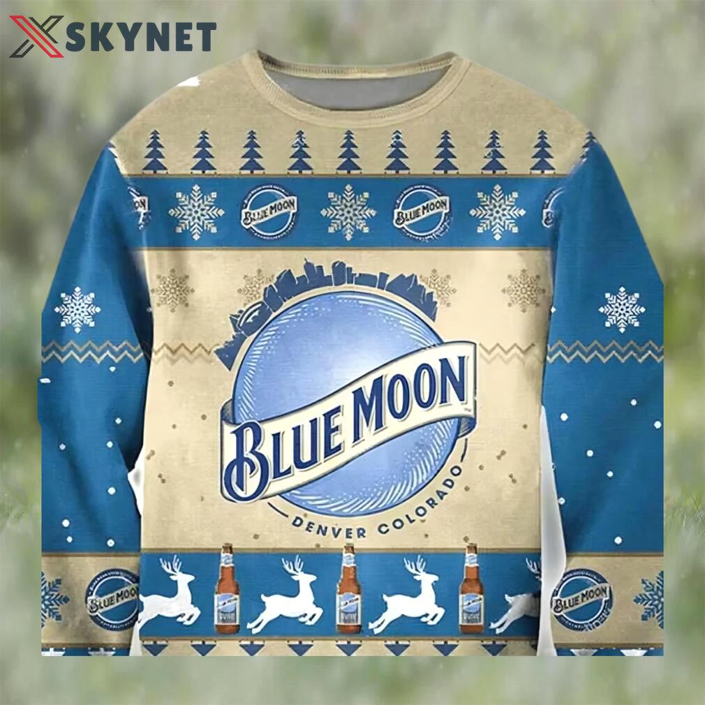 Blue moon ugly christmas sweater, faux wool sweater, international beer day, gifts for beer lovers, best christmas gifts for 2022 ? prinvity Christmas Ugly Sweater