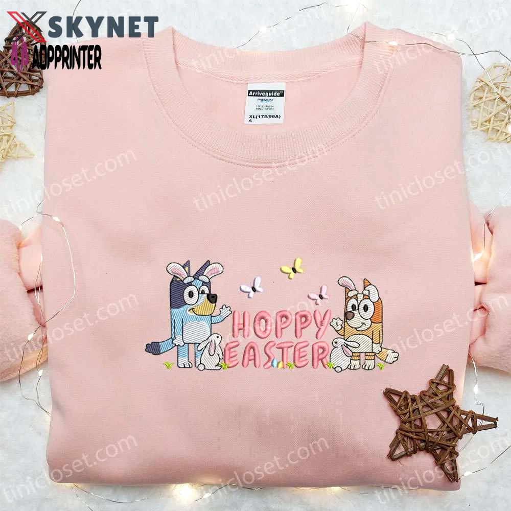 Bluey and bingo easter embroidered shirt & cartoon hoodie – perfect thanksgiving day gift idea Embroidered Shirt