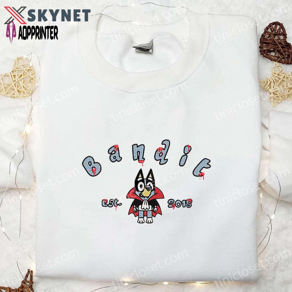 Bluey bandit-heeler halloween shirt: best family gifts 2018 Embroidered Shirt