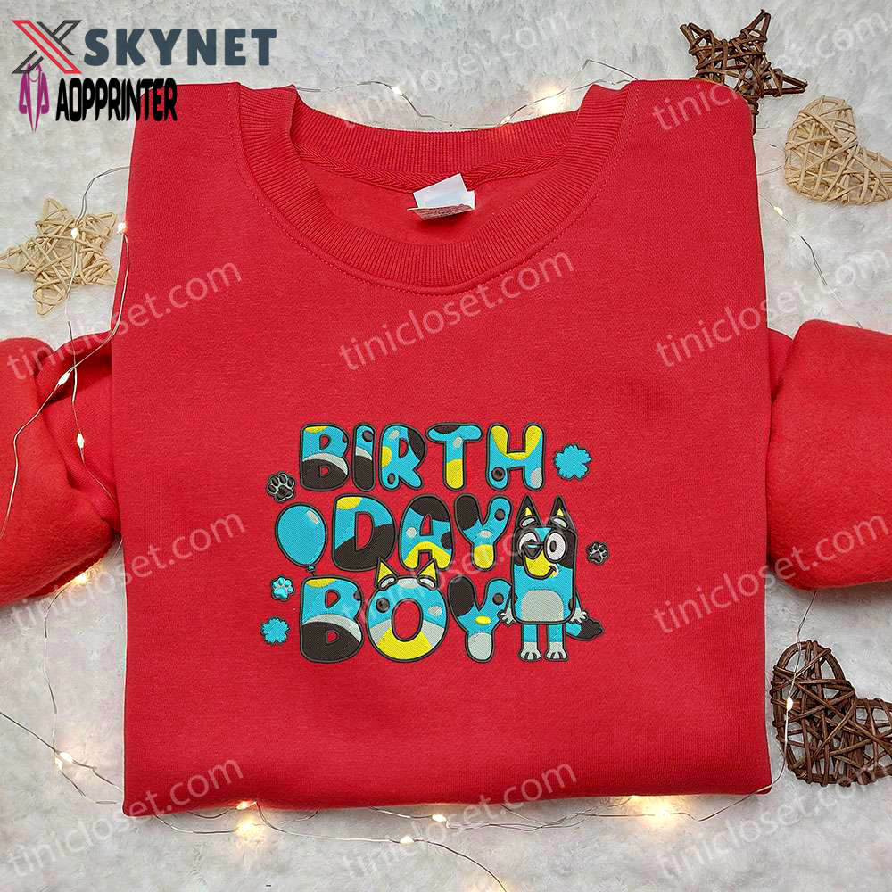 Bluey birthday boy shirt & cartoon hoodie: perfect gift idea for birthdays! Embroidered Shirt