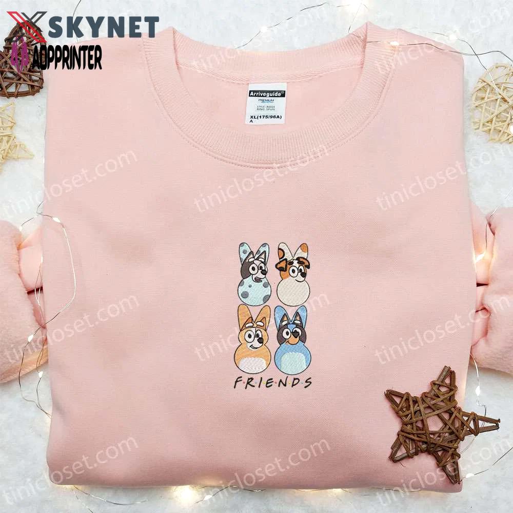 Bluey friends embroidered shirt & cartoon hoodie – perfect thanksgiving day gift idea Embroidered Shirt