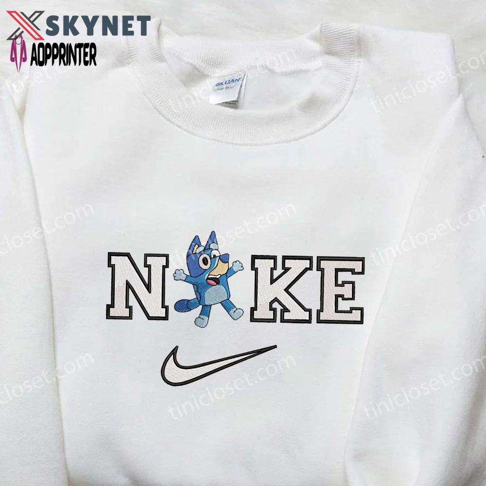 Bluey heeler x nike swoosh embroidered shirt – customized nike tee Embroidered Shirt