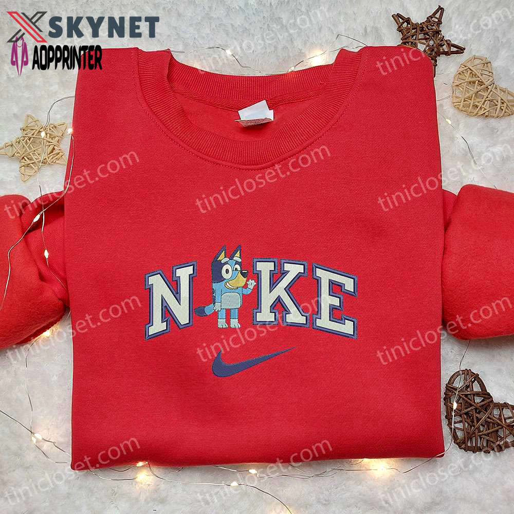 Bluey hi x nike cartoon embroidered shirt – trendy nike inspired apparel Embroidered Shirt