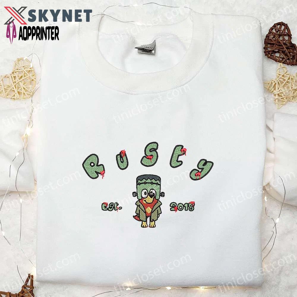 Bluey rusty est 2018 halloween embroidered shirt – best family halloween gift Embroidered Shirt