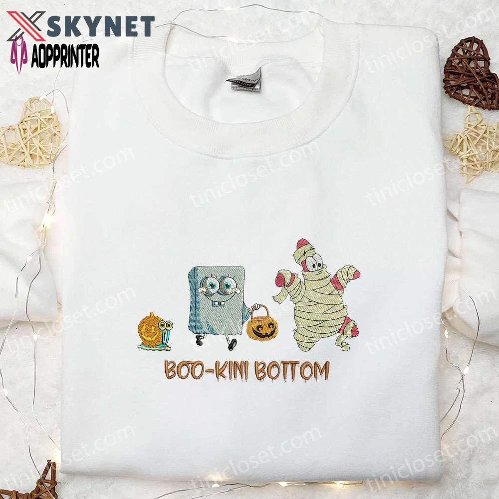 Boo kini bottom spongebob embroidered shirt: funny halloween gift ideas Embroidered Shirt