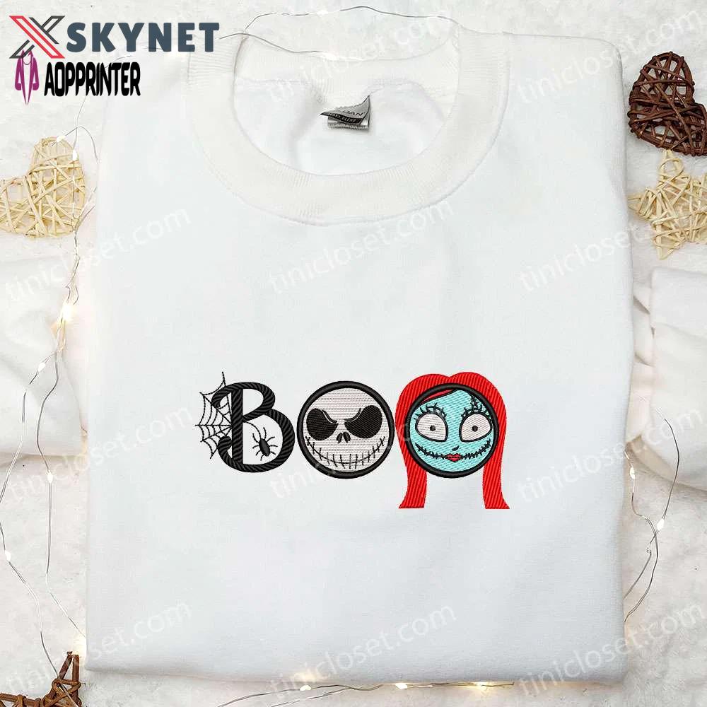 Boo sally skellington nightmare before christmas embroidered shirt – best halloween gift stop-motion animation Embroidered Shirt