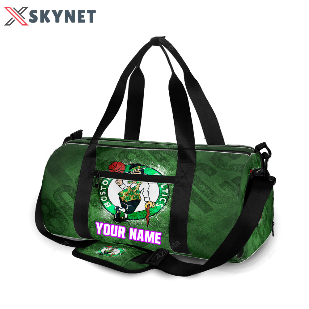 Boston celtics text green personalized name travel bag gym bag 640 Travel Bag
