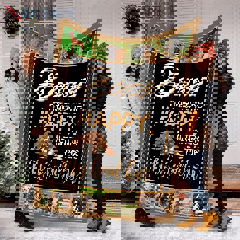 Boxer makes me happy fleece blanket, mink sherpa blanket, dog lover gift, boxer blanket, gift for dog lover, boxer dog quilt Quilt Blanket