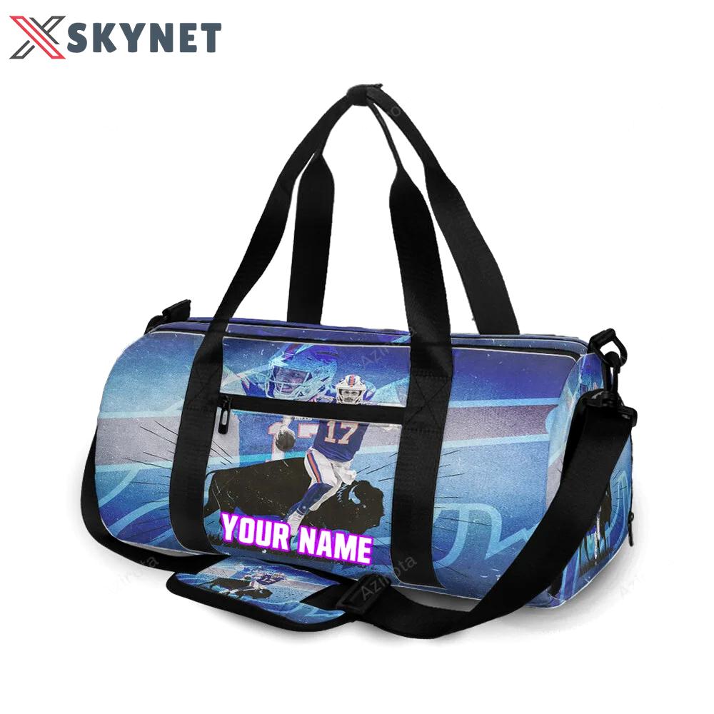 Buffalo bills 17 josh allen v7 personalized name travel bag gym bag 465 Travel Bag