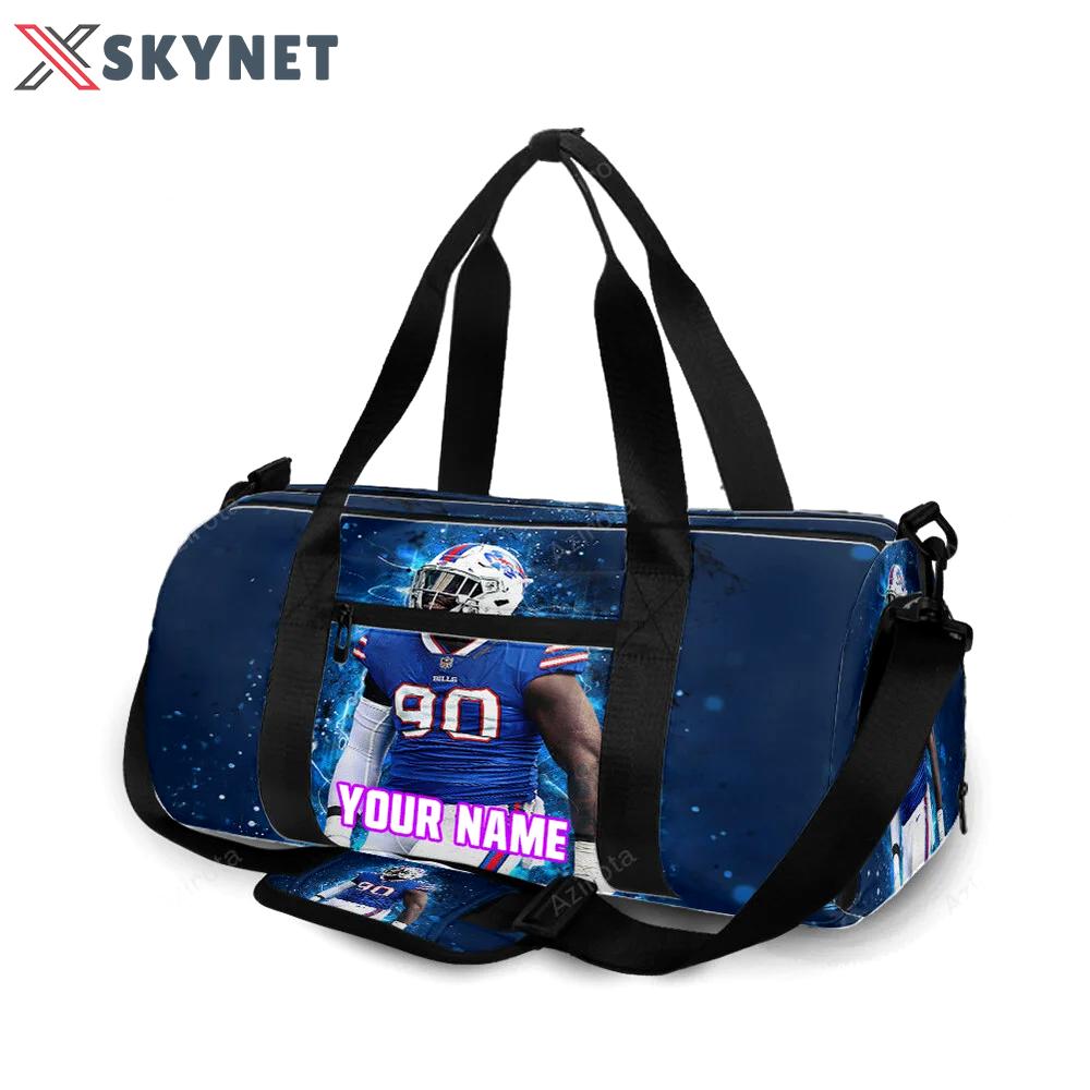 Buffalo bills 90 shaq lawson personalized name travel bag gym bag 667 Travel Bag