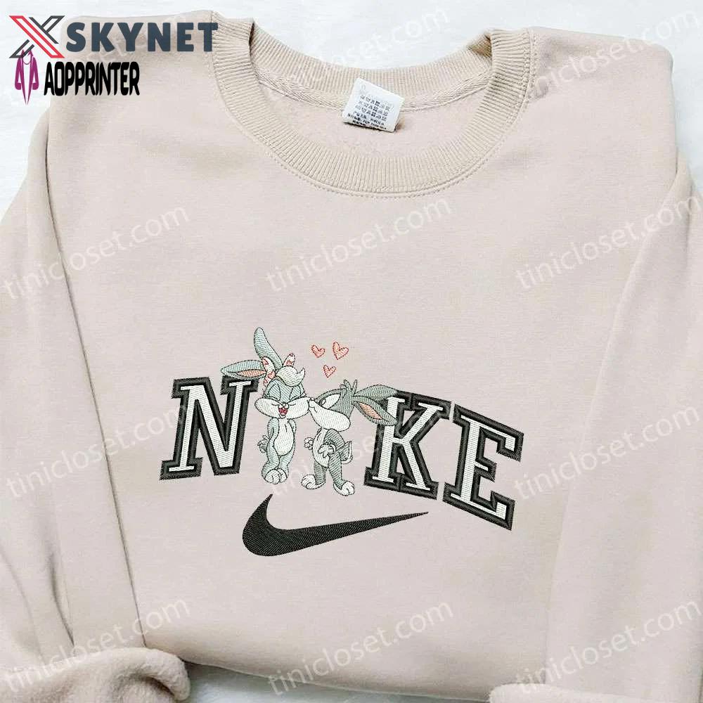 Bugs bunny & lola x nike embroidered shirt disney characters sweatshirt & hoodie: custom embroidery Embroidered Shirt