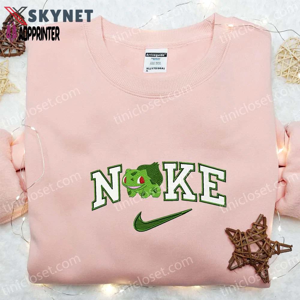 Bulbasaur x nike embroidered hoodie pokemon sweatshirt & custom t-shirt – stylish & unique apparel Embroidered Shirt
