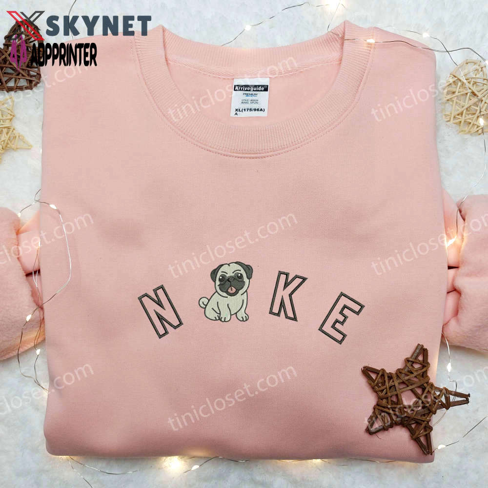 Bull dog & nike embroidered shirt: animal-inspired nike apparel Embroidered Shirt