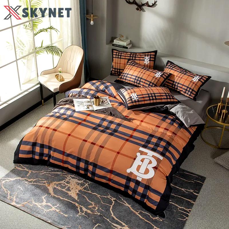 Burberry orange bedding sets 3d printed bedding sets quilt sets duvet cover luxury brand bedding decor bedroom sets best luxury bed sets gift thankgivings and christmas Bedding Sets