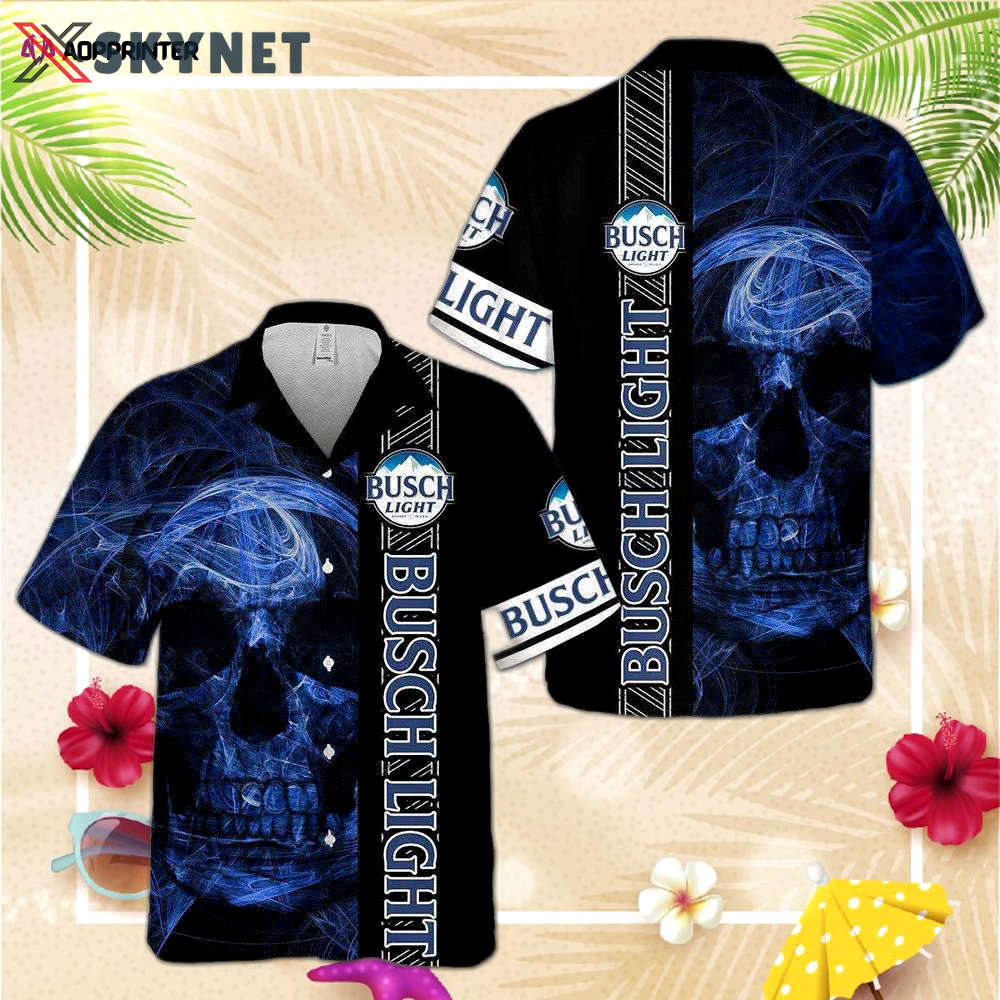 Busch light smoky blue skull hawaiian shirt for men and women Hawaii Shirt