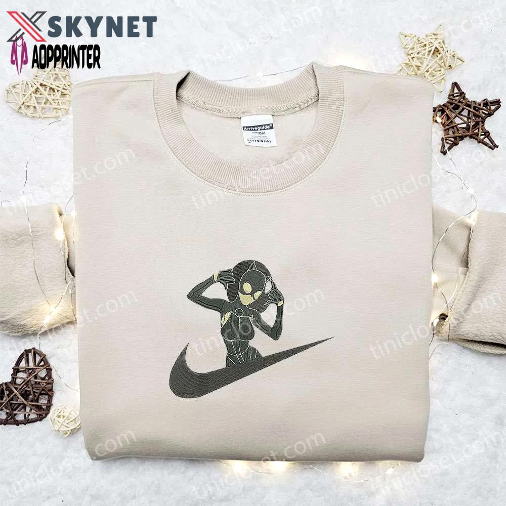 Catwoman x nike swoosh embroidered shirt & hoodie: superhero movie collection best gift ideas Embroidered Shirt