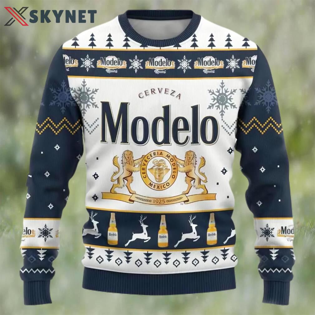 Cerveceria modelo beer ugly christmas sweater, faux wool sweater, gifts for beer lovers, international beer day, best christmas gifts for 2022 ? prinvity Christmas Ugly Sweater