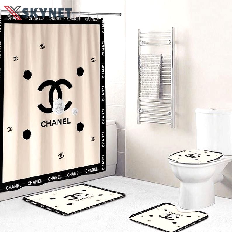 Chanel beige bathroom set luxury fashion brand bath mat hypebeast home decor Bathroom Set