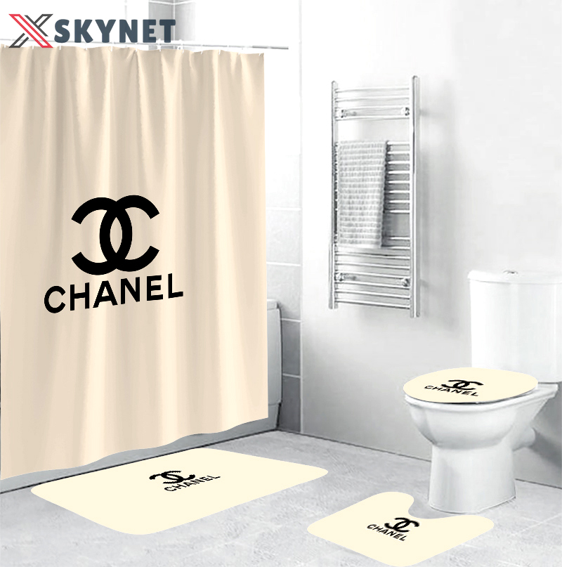 Chanel beige clasic hypebeast bathroom sets home decor bath mat luxury fashion brand Bathroom Set