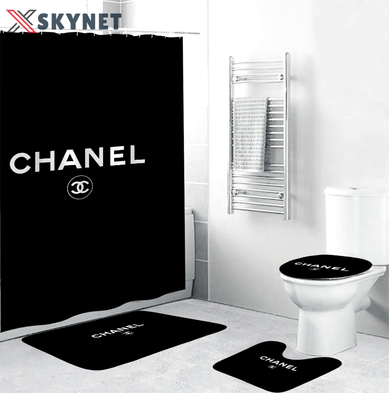 Chanel black clasic bathroom sets bath mat hypebeast home decor luxury fashion brand Bathroom Set