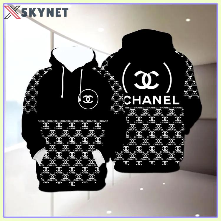 Chanel black unisex hoodie for men women luxury brand clothing clothes outfit Hoodie 3D