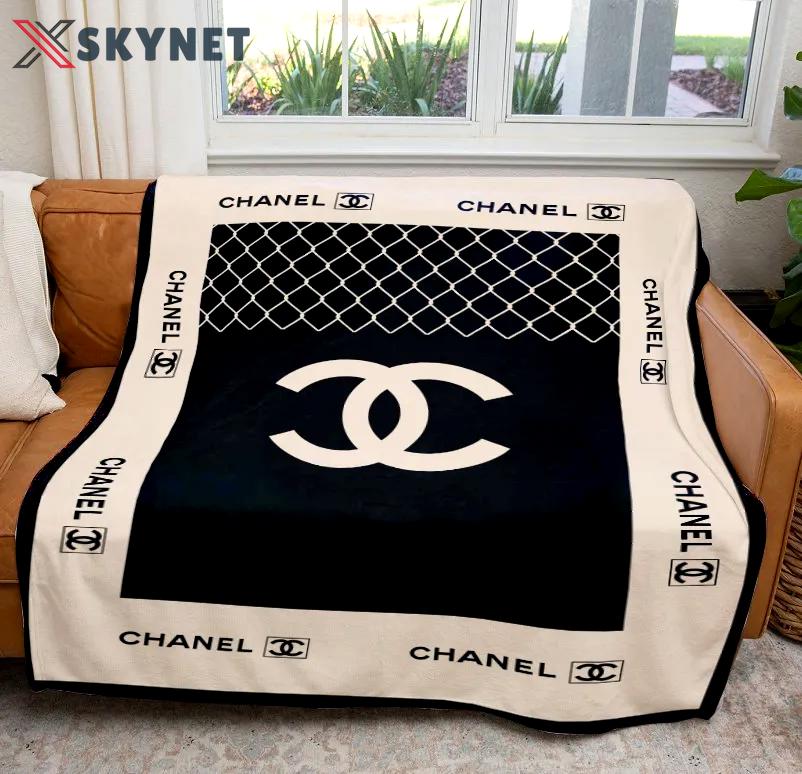Chanel logo luxury brand premium blanket fleece home decor 53 Blanket Fleece