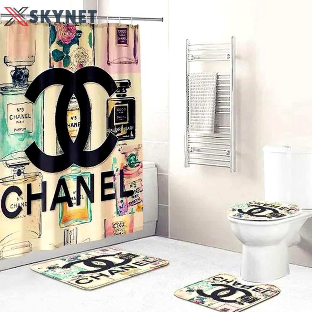 Chanel perfume bathroom set hypebeast bath mat home decor luxury fashion brand Bathroom Set
