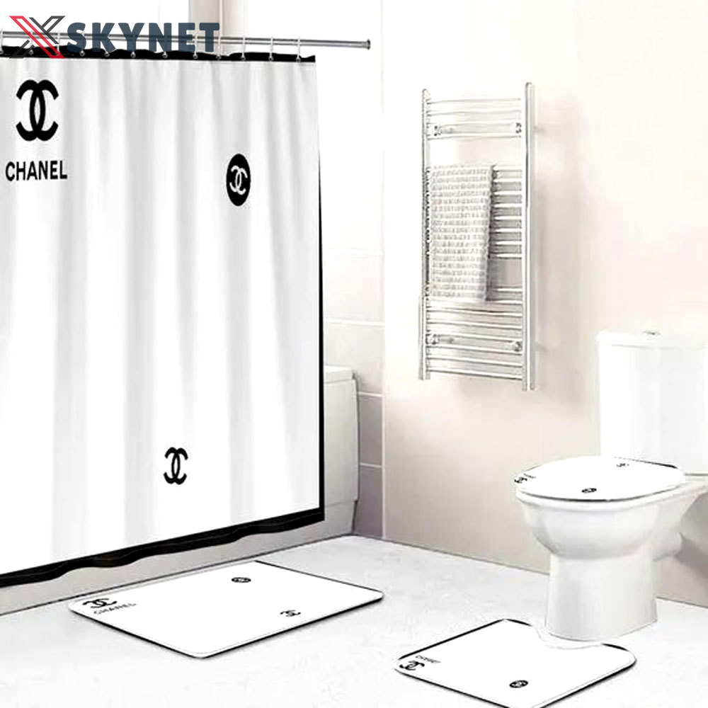 Chanel white bathroom set home decor hypebeast bath mat luxury fashion brand Bathroom Set