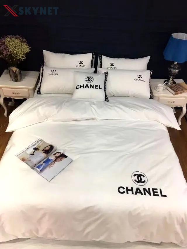 Chanel white logo type 466 Bedding Sets blankets bedclothes bedspread hyperbeast Bedroom bed linen duvet luxury ideas premium fashion brand covers sheets home decor