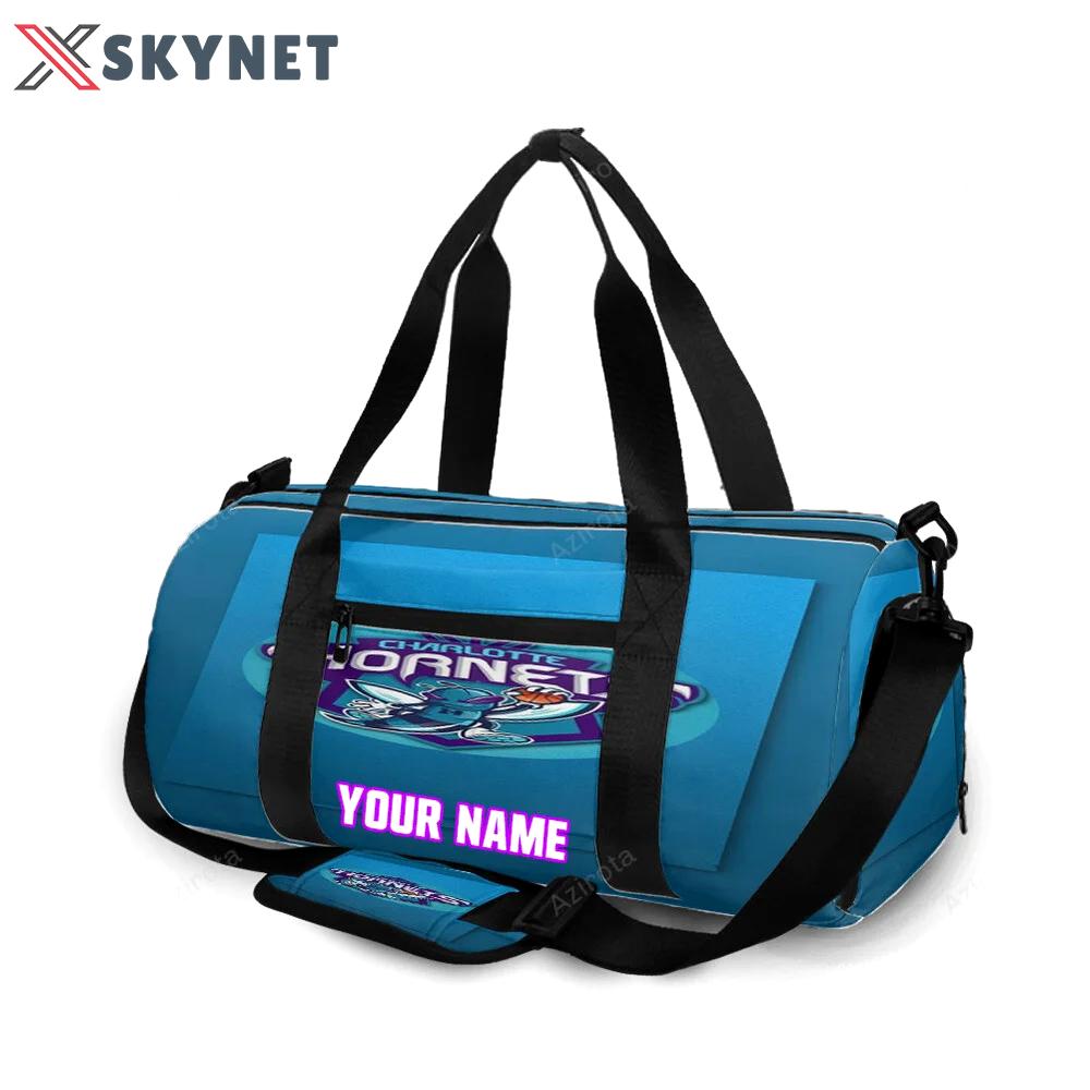 Charlotte hornets blue2 personalized name travel bag gym bag 764 Travel Bag