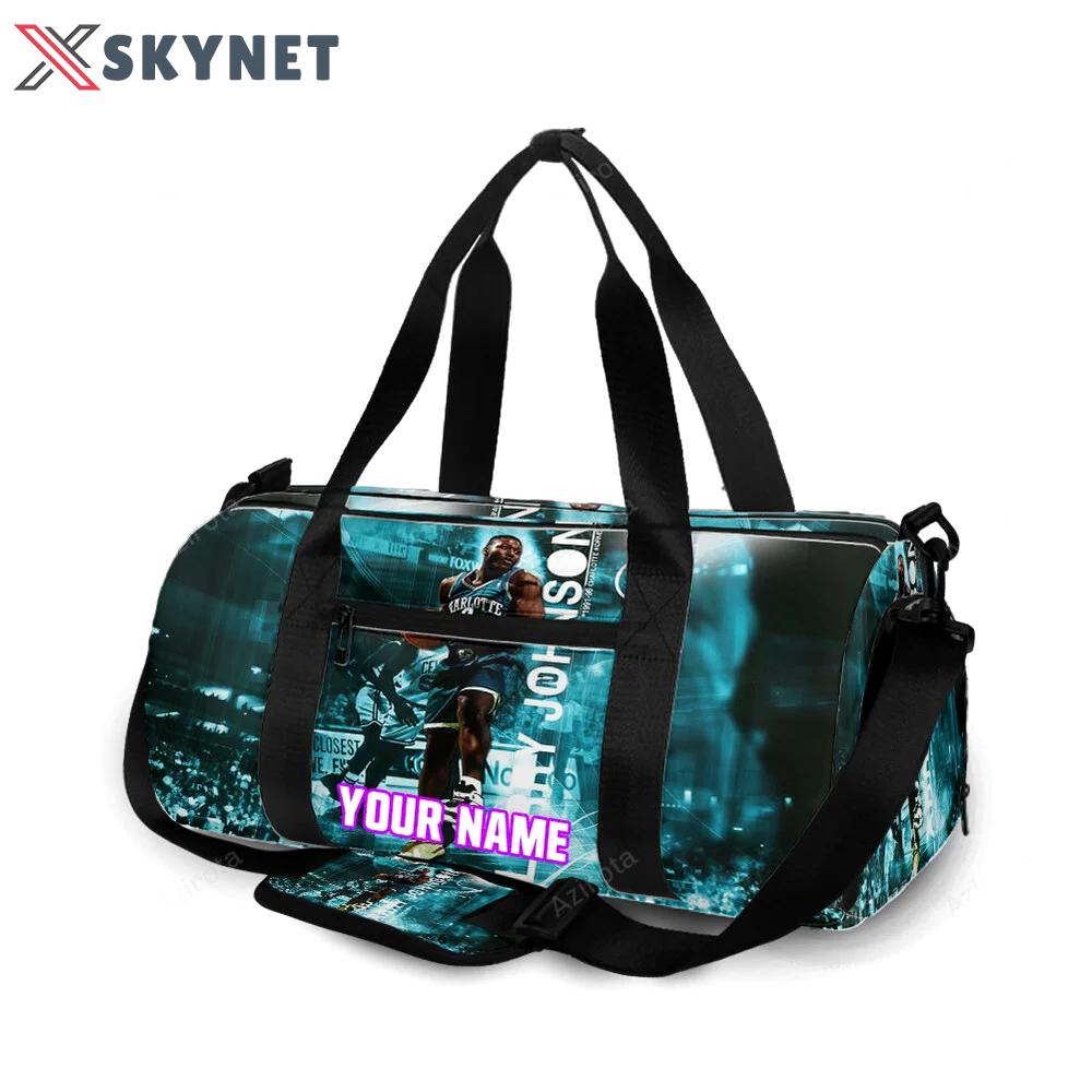 Charlotte hornets larry johnson2 personalized name travel bag gym bag 137 Travel Bag