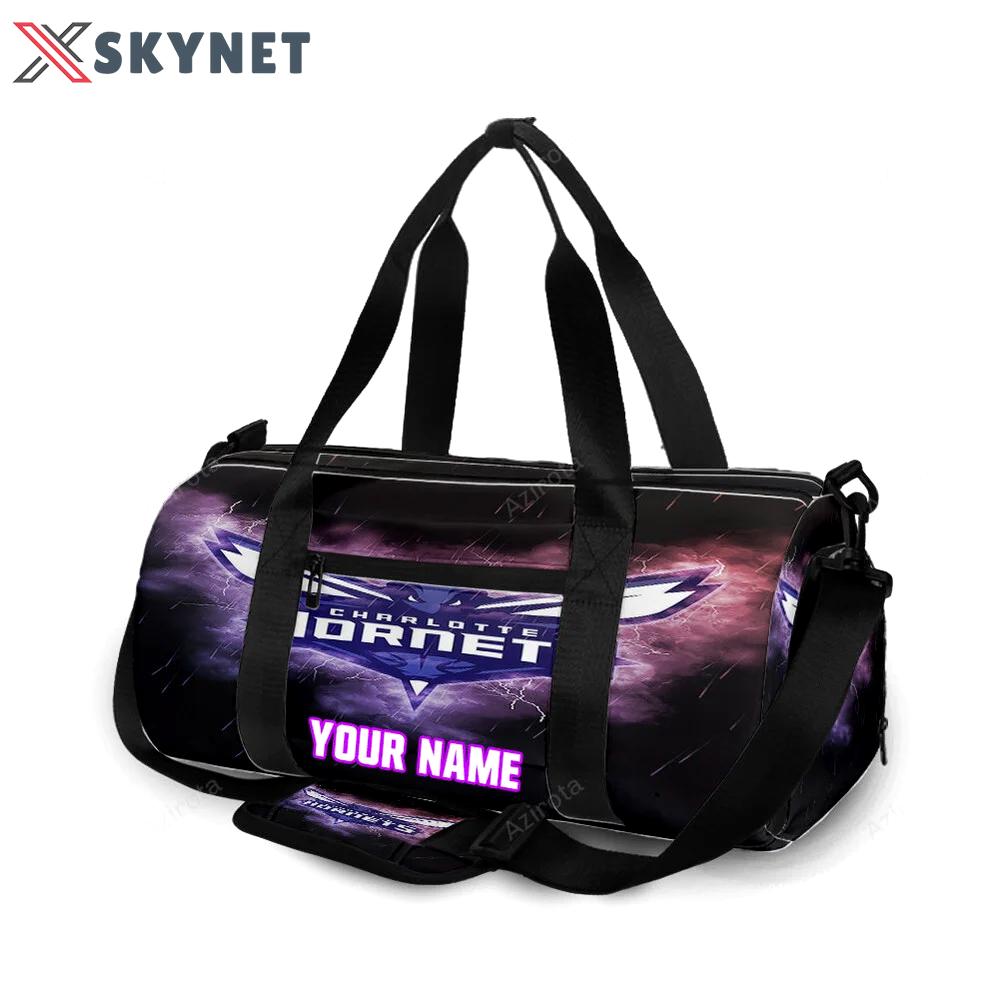 Charlotte hornets thunder raining personalized name travel bag gym bag 1744 Travel Bag