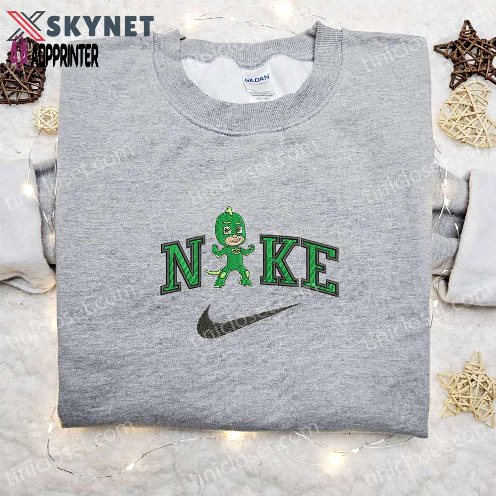 Chibi gekko x nike cartoon embroidered shirt pj masks & nike inspired apparel Embroidered Shirt