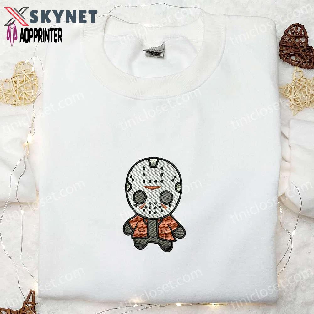 Chibi jason embroidered hoodie friday the 13th horror characters sweatshirt & funny halloween t-shirt Embroidered Shirt