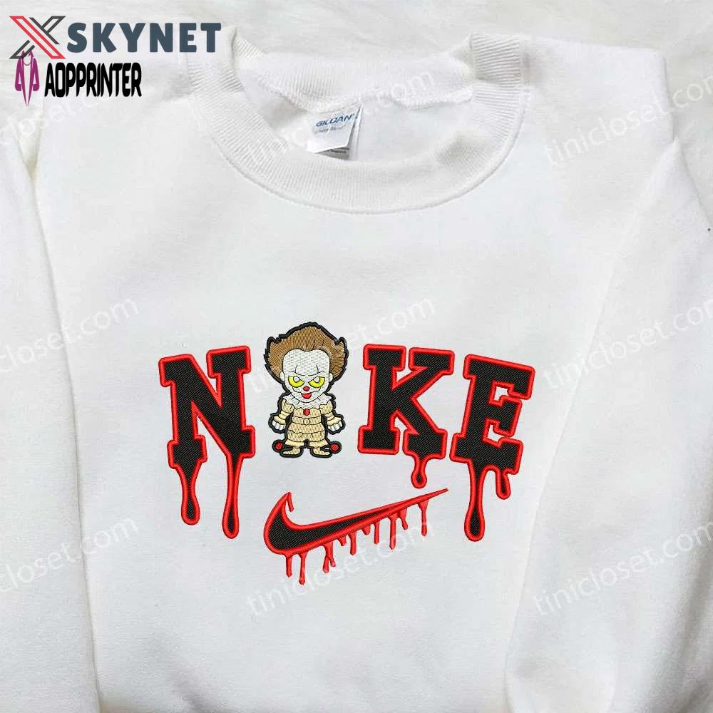 Chibi pennywise x nike embroidered sweatshirt: best it movie halloween gift Embroidered Shirt