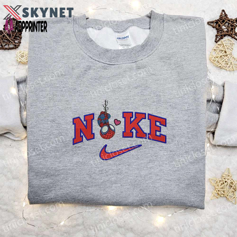 Chibi spider man love x nike movie sweatshirt marvel cosmic & nike inspired embroidered shirts Embroidered Shirt