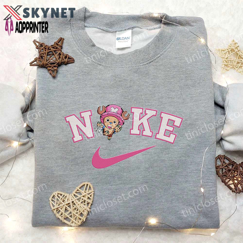 Chibi tony tony chopper x nike anime embroidered hoodie & shirts – one piece & nike inspired designs Embroidered Shirt