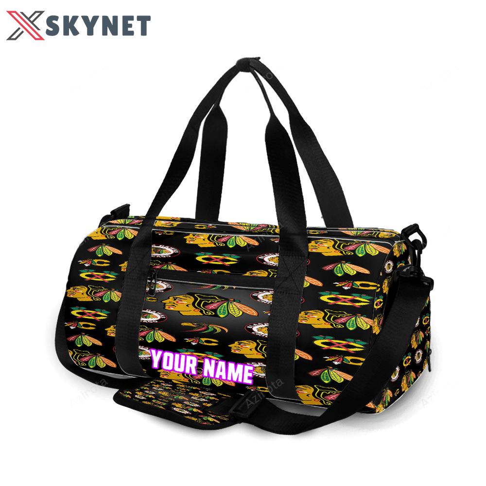 Chicago blackhawks emblem symbol personalized name travel bag gym bag 1239 Travel Bag