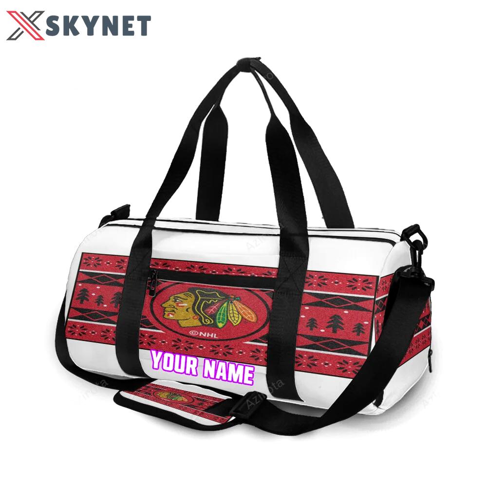Chicago blackhawks emblem symbol7 personalized name travel bag gym bag 2173 Travel Bag