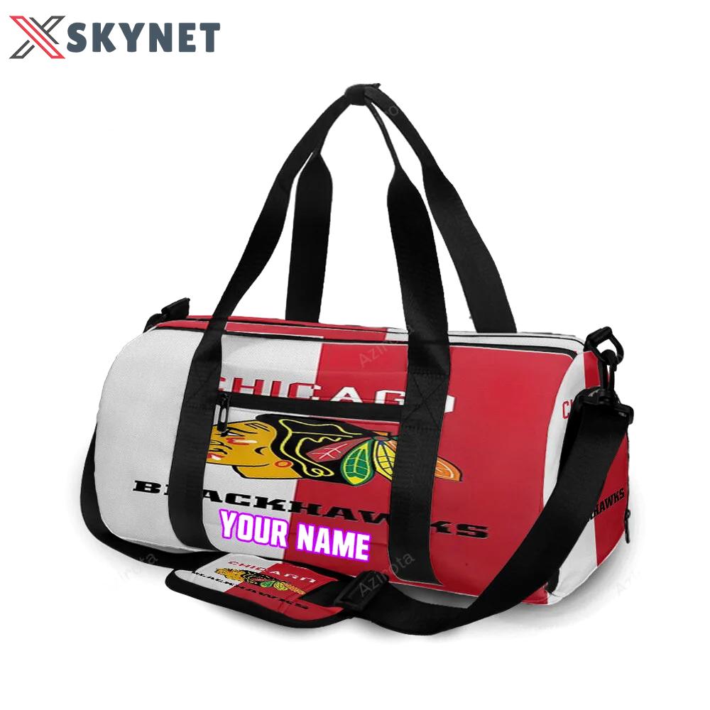 Chicago blackhawks emblem texture2 personalized name travel bag gym bag 587 Travel Bag