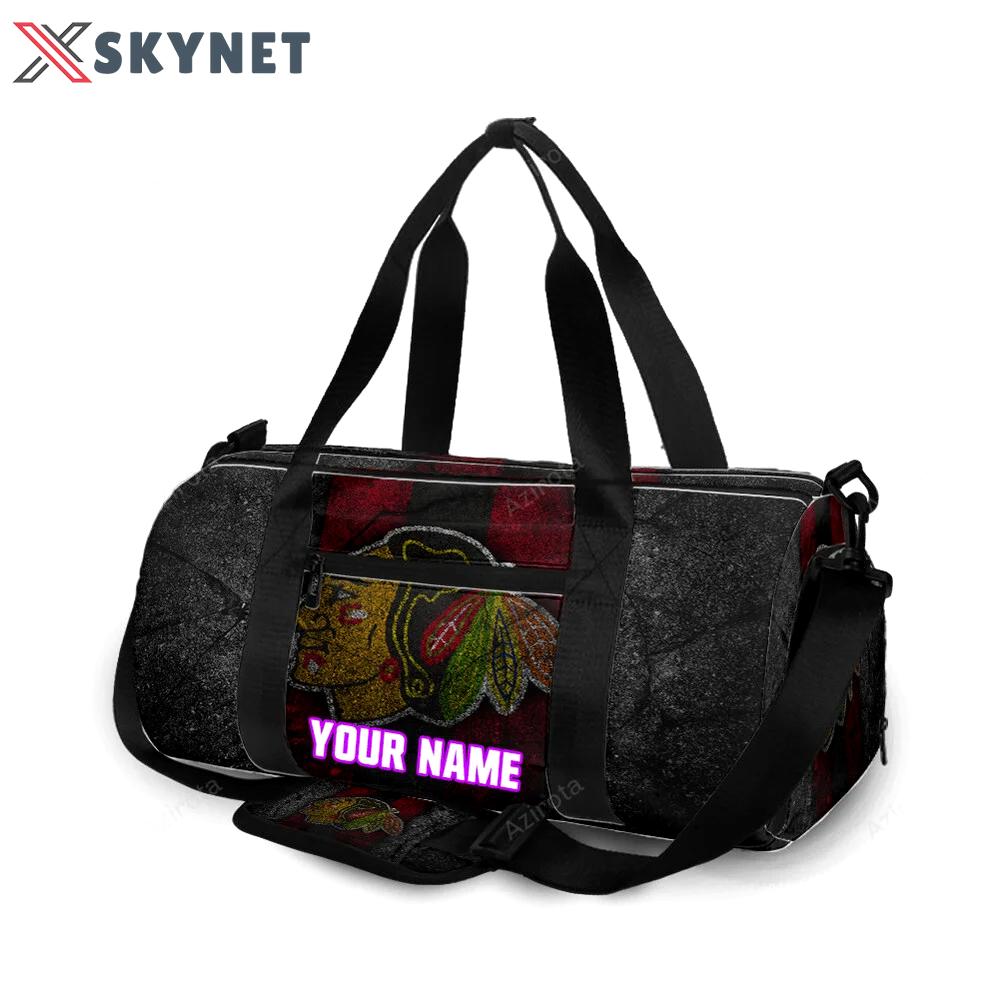 Chicago blackhawks emblem wall personalized name travel bag gym bag 1492 Travel Bag