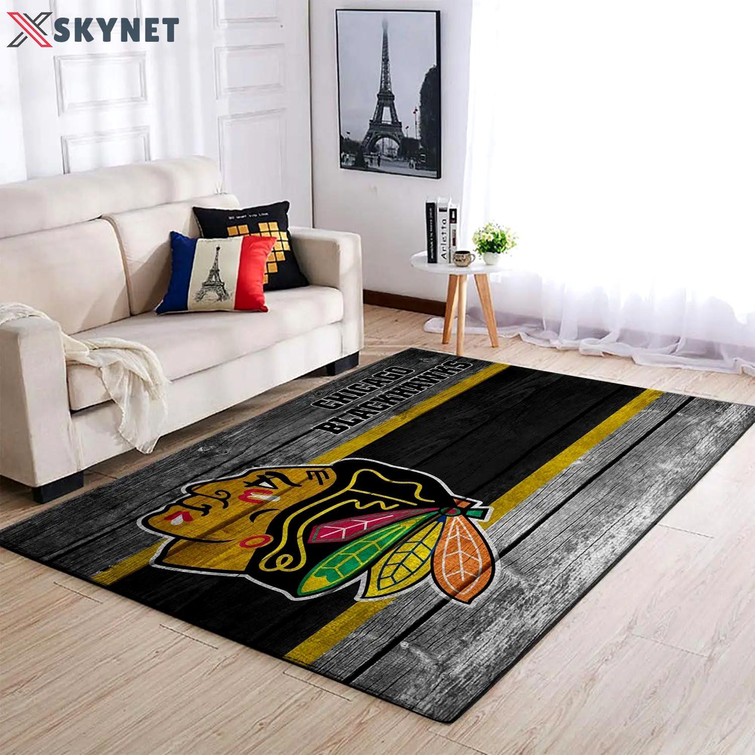 Chicago blackhawks nhl rugs wooden style living room regtangle carpet Rectangle Rug