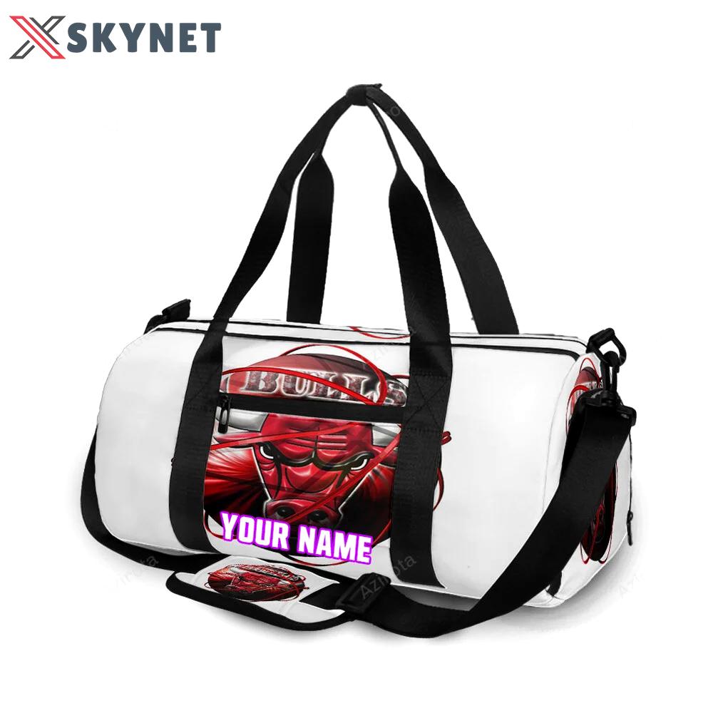 Chicago bulls emblem v10 personalized name travel bag gym bag 434 Travel Bag