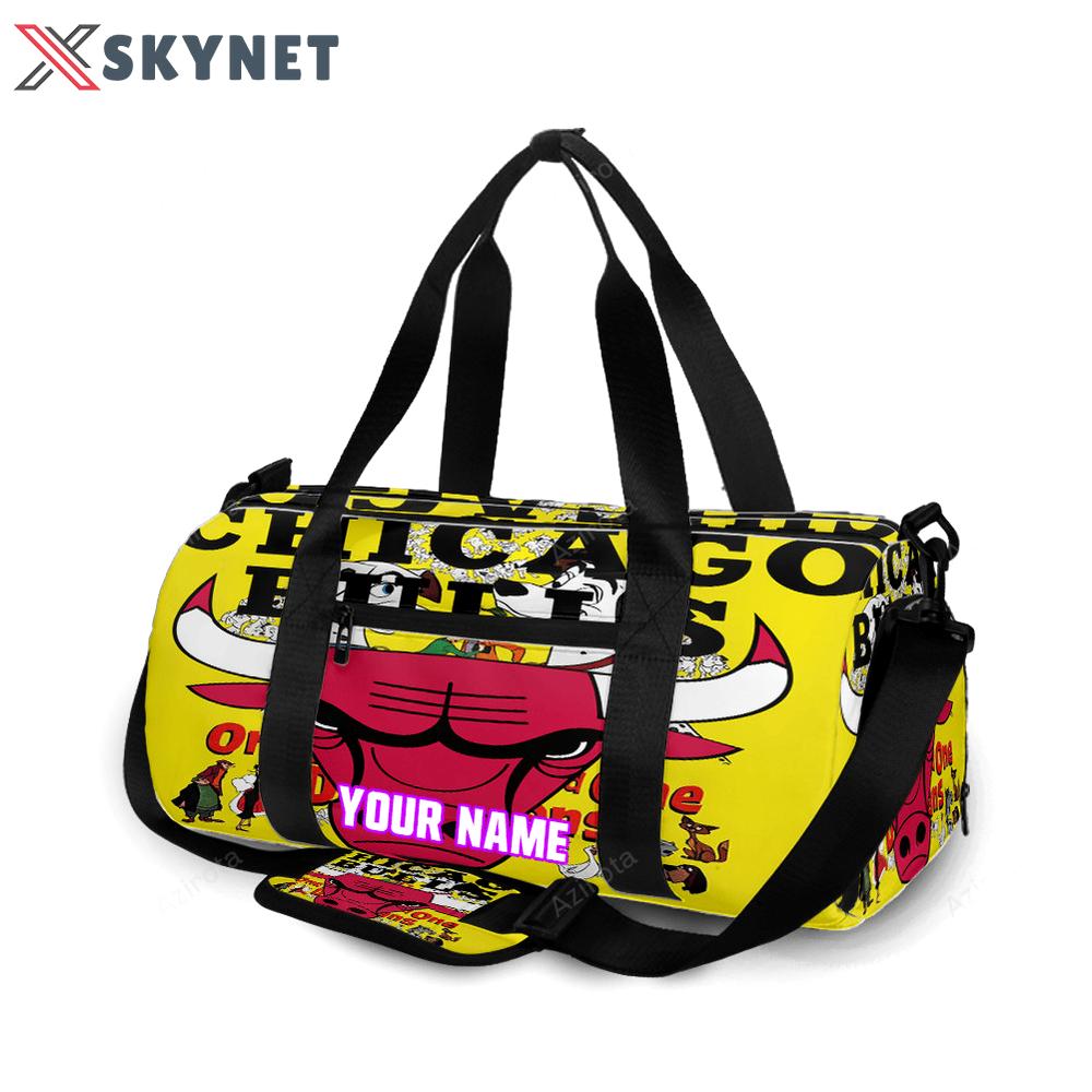 Chicago bulls emblem v18 personalized name travel bag gym bag 1636 Travel Bag