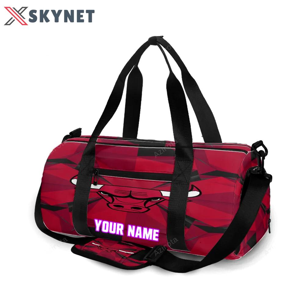 Chicago bulls emblem v7 personalized name travel bag gym bag 181 Travel Bag